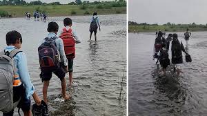 Studying by risking life: Story of children of Harda district crossing Machak river